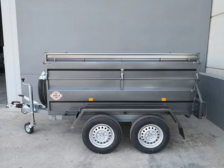Remolque Basculante Hidráulico Nuevo de Doble Eje con Sobrelateral – 200 × 130 × 50 + 35 cm